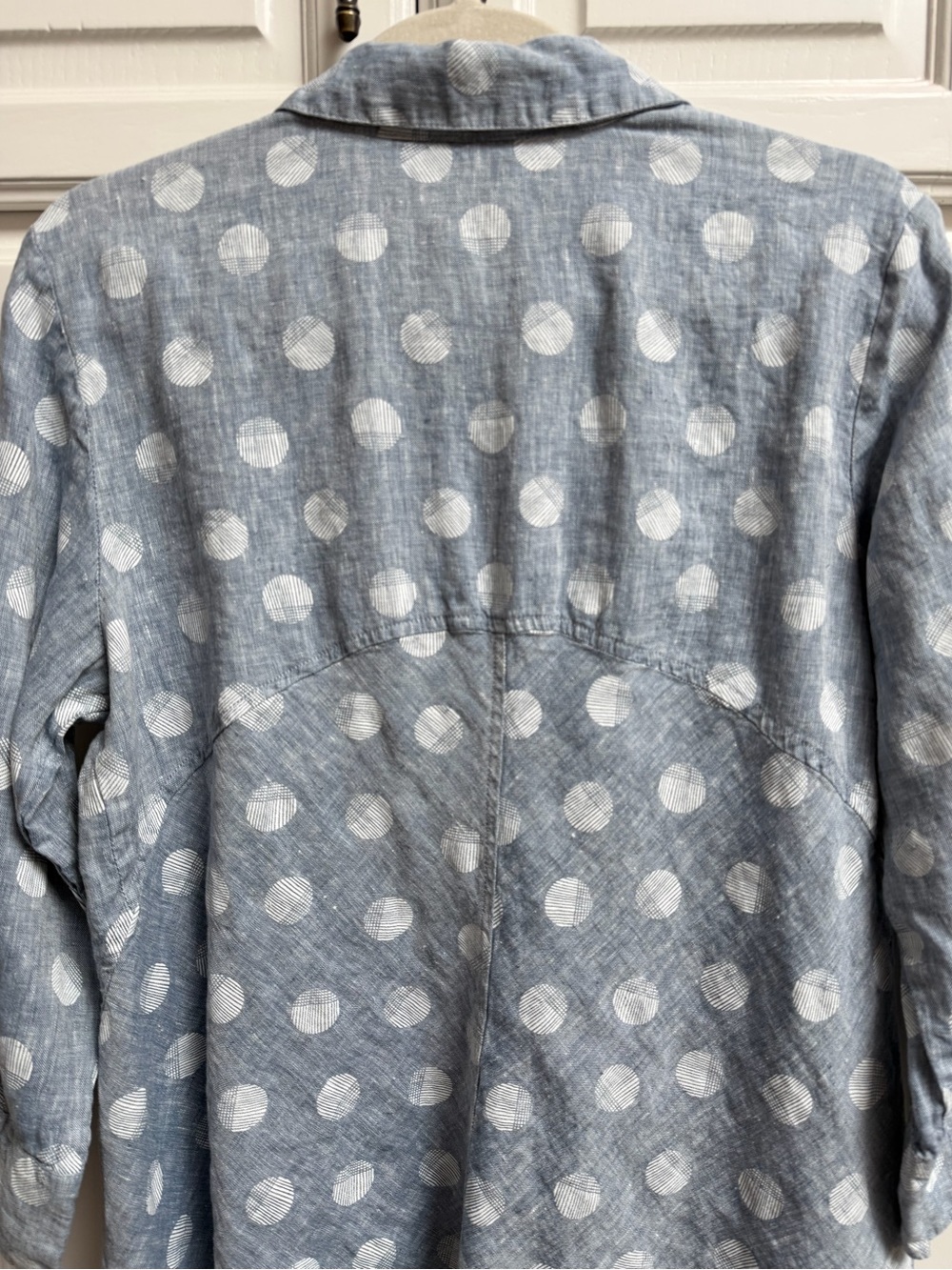 Habitat Clothe To Live In 100% Linen Button Down Shirt Polka Dot Size Medium - Picture 5 of 11